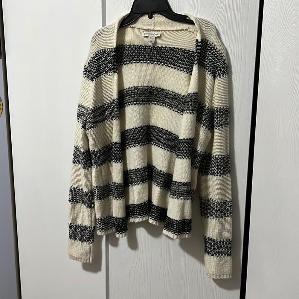 Coldwater Creek size medium striped open front cardigan sweater warm and cozy